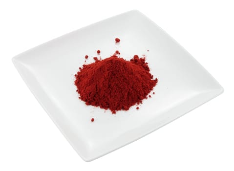 dish of paprika and isolated with clipping path