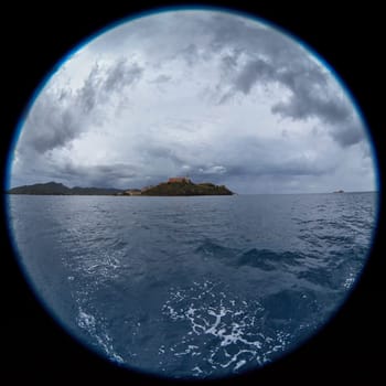 fisheye lens image of Porto Ferraio,Elba, Tuscany, Italy