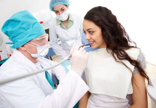 Young female patient at the dentists office