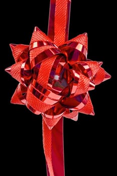 Macro flower ornament red, isolated on black background