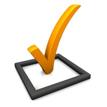 Red check list symbol on the white background.