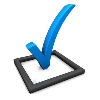 Blue check list symbol on the white background.