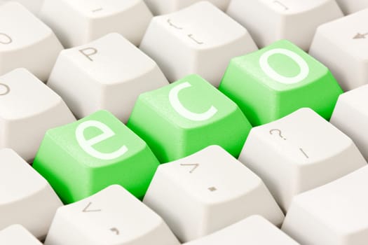 Ecology concept. Computer keyboard with an eco option.