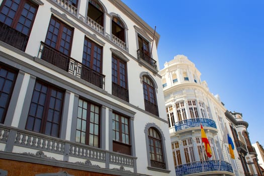 Santa Cruz de La Palma colonial street house facades in canary Islands