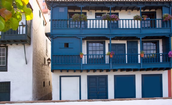Santa Cruz de La Palma colonial street house facades in canary Islands