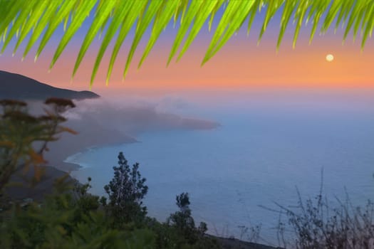 La Palma Punta Gaviota from Cuplida aerial with haze calima Canary Islands