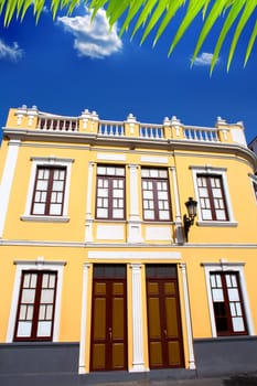 Santa Cruz de La Palma colonial street house facades in canary Islands