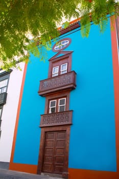 Santa Cruz de La Palma colonial street house facades in canary Islands