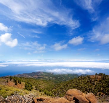 La Palma Caldera de Taburiente sea of clouds in canary Islands