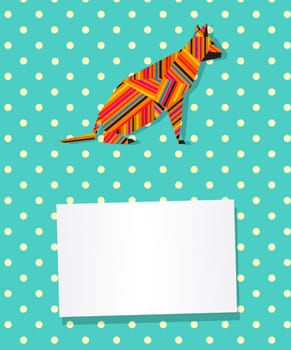 Decorative text card/invitation with collage cat in stripes