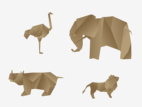 Origami like wild animals set