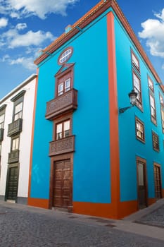 Santa Cruz de La Palma colonial street house facades in canary Islands