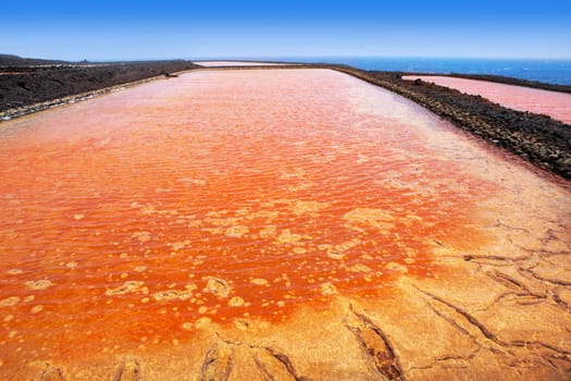 La Palma Salinas de fuencaliente red saltworks in Canary Islands