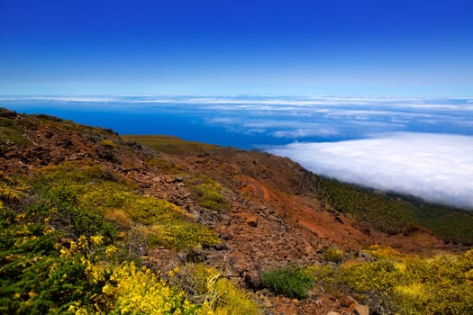 Blue sky sea of clouds in La Palma  Caldera de Taburiente Canary Island