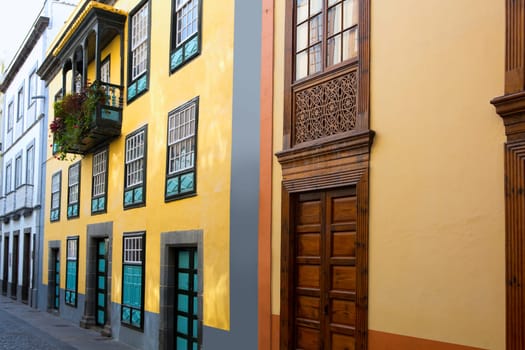 Santa Cruz de La Palma colonial street house facades in canary Islands
