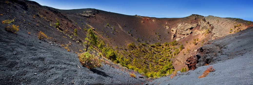 Crater in La Palma San Antonio volcano Fuencaliente at Canary islands