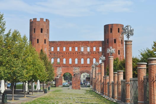 Palatine towers (Porte Palatine) ancient roman town gates Turin