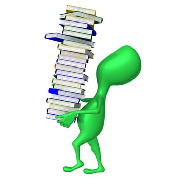 Side view puppy carry book column on hands