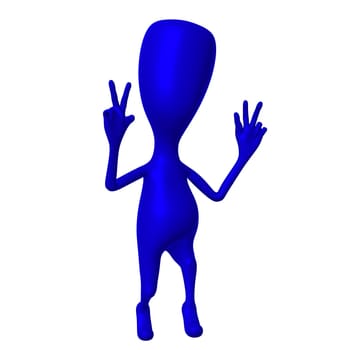 Front view blue puppy pose show peace sign