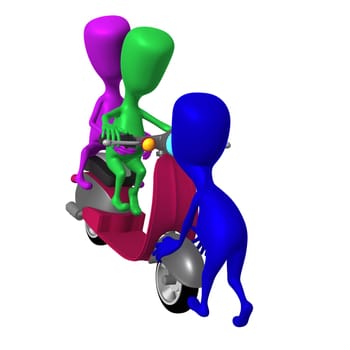 Front view blue puppy hold at scooter wheel