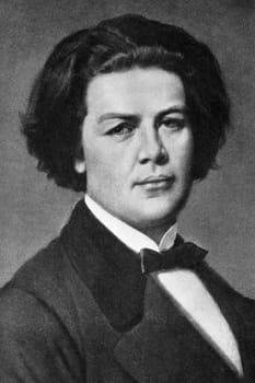 Anton Rubinstein (1829-1894) on engraving from 1908. Russian pianist, composer and conductor. Engraved by unknown artist and published in "The world's best music, famous songs. Volume 6"", by The University Society, New York,1908."
