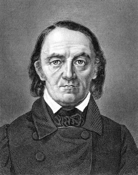 Carl Barth (1787-1853) on engraving from 1859. German draftsman and engraver. Engraved by Kuhner and published in Meyers Konversations-Lexikon, Germany,1859.