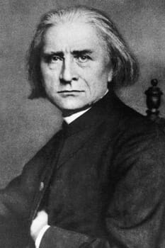 Franz Liszt (1811-1886) on engraving from 1908. Hungarian composer, pianist, conductor and teacher. Engraved by unknown artist and published in "The world's best music, famous compositions for the piano. Volume 2"", by The University Society, New York,1908"