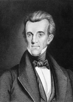James Knox Polk (1795-1849) on engraving from 1859.  11th President of the United States during 1845–1849. Engraved by unknown artist and published in Meyers Konversations-Lexikon, Germany,1859.