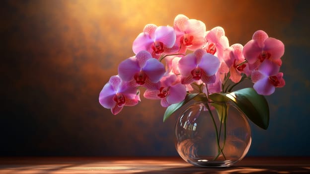 Delicate white orchids in a vase. Ideal for home decor, event styling, floral shops, postcards, invitations, and spring themes
