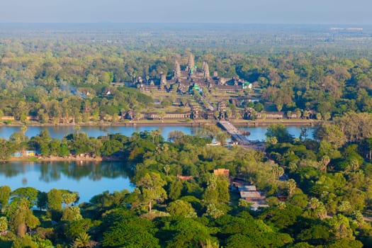 Aerial view of Angkor Wat from a helium balloon