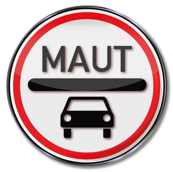 Sign toll and car