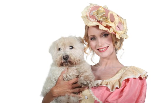 Romantic character with dog