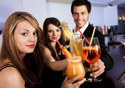 Yound people celebrating in the new nightclub