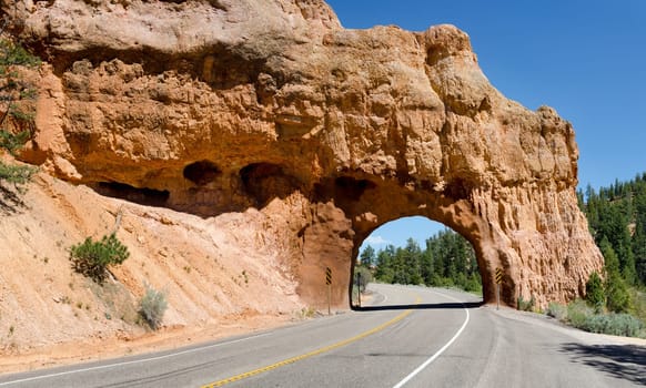 overview on the road in Red Canyon in Utah in the United States of America