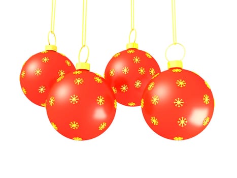 red christmas balls, isolated on white