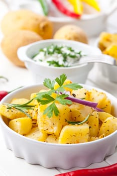 Delicious baked potatoes with sour cream