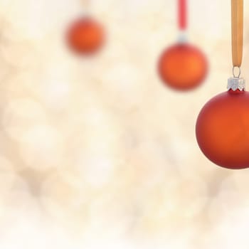 Christmas background with baubles and bokeh effect in background