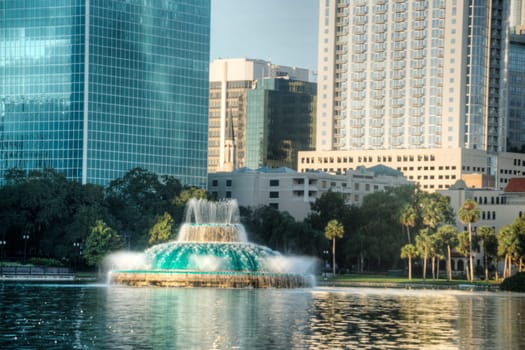 Lake Eola Fountain in Orlando, Florida.