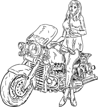 vector - biker girl isolated on background