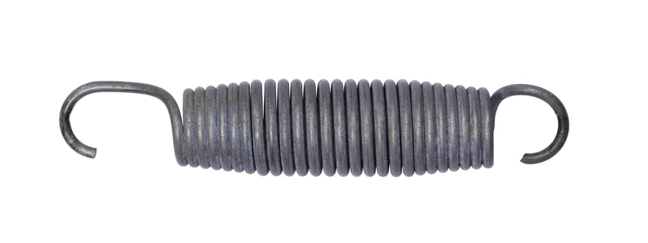A spring coil with hooks on a white background