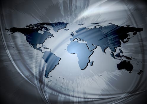 Dark background with world map. Eps 10 vector
