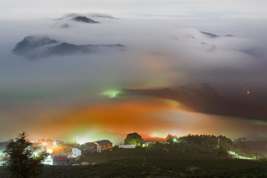 Amazing mountain of cloud with mountains and tree