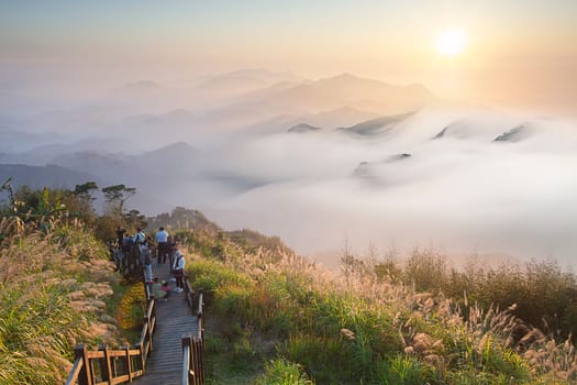 Amazing sunset and mountain