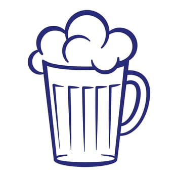 Abstract painted glass of beer. Illustration on white background