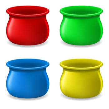 Collection of Empty color Pots. Illustration on white