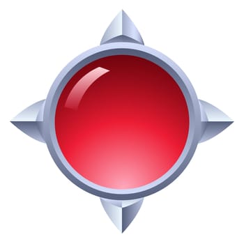 Icon of antique ruby button. Illustration on white