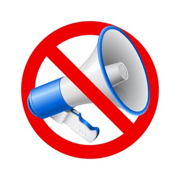 Megaphone or bullhorn with red not allowed sign or symbol