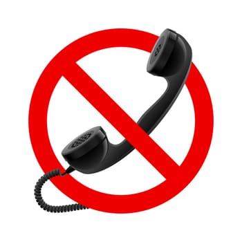 No handset allowed sign.  Illustration on white background