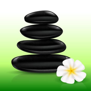 Stones spa with white Flower. Illustration for design