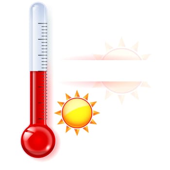 Thermometer by seasons. Summer. Illustration on white